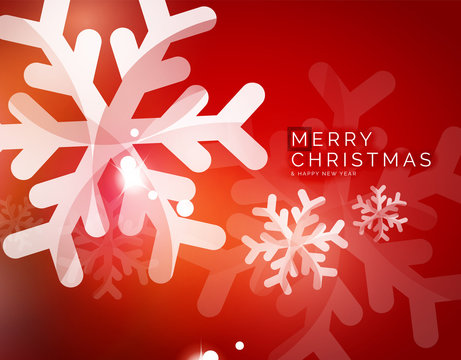 Red Christmas snowflakes abstract background