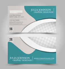 Business card design set template for company corporate style. Green color. Vector illustration.