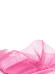 Pink fabric material on a white background