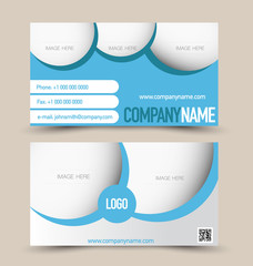 Business card design set template for company corporate style. Blue and silver color. Vector illustration.