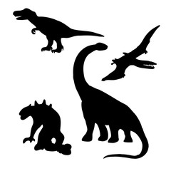 Dinosaurs (lizards) silhouettes set (drawings)