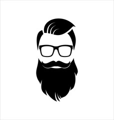 Hipster Black on White Background, Hairstyle