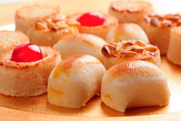 Christmas homemade marzipan in gold base