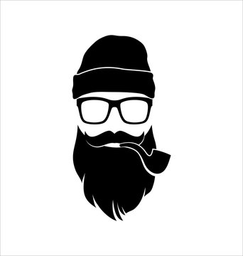 Hipster Black on White Background, Pipe