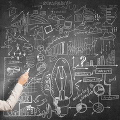 Woman draw on chalkboard