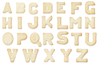 full English alphabet of  cracker cookie