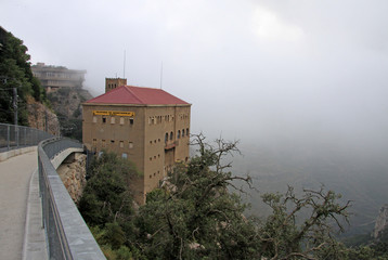 MONTSERRAT, SPAIN - AUGUST 28, 2012: The station "Montserrat-Aeri" of a cableway, Montserrat, Catalonia, Spain