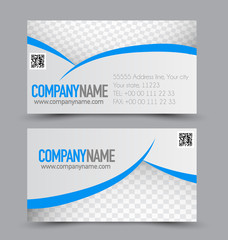 Business card design set template for company corporate style. Blue color. Vector illustration.