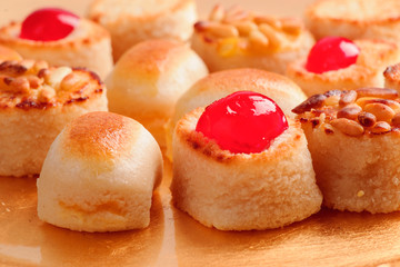 Christmas homemade marzipan in gold base