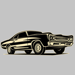 Car muscle 70s vector silhouette - 97896906