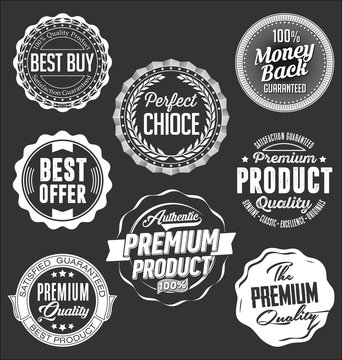 Collection of White Badges on a Black Background, Best Offer