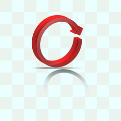 Стеклянная Иконка стрелки в объемном изображение красного цвета