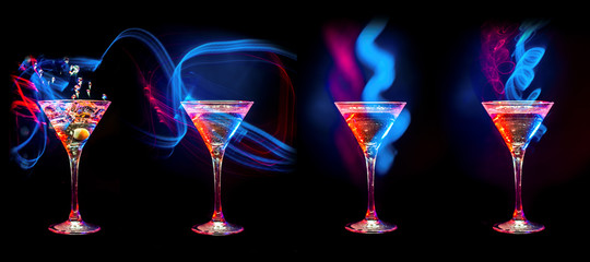 modern cocktails in glasses