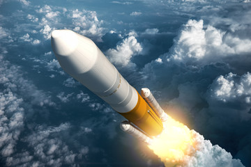 Cargo Launch Rocket Takes Off - obrazy, fototapety, plakaty