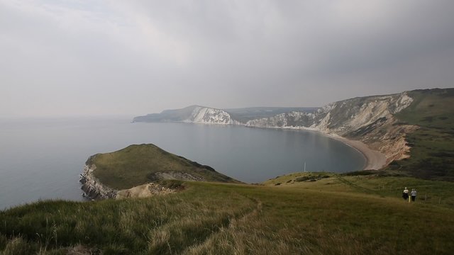 Worbarrow Bay east of Lulworth Cove and near Tyneham Dorset coast England uk pan