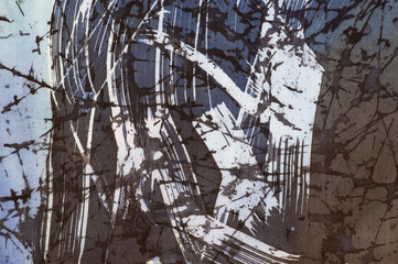 Abstraction, fragment, hot batik, handmade art on silk , background texture