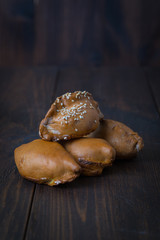 empanadas - Argentine fried meat pies.wooden background