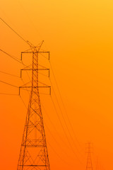 High Voltage Electric Transmission Tower Energy Pylon against th