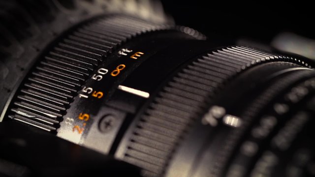 Macro of Camera Lens, zoom, iris, focus ring