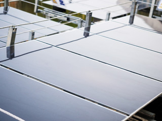photovoltaic panel in stall over water surface