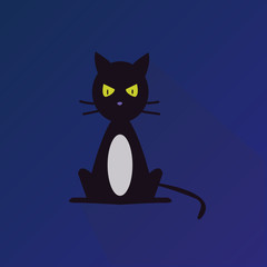 Modern Flat Design Cat Icon Vector Illustration