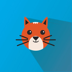 Modern Flat Design Cat Icon Vector Illustration