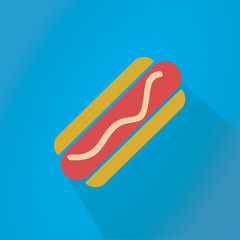 hot dog icon with long shadow. flat style vector illustration