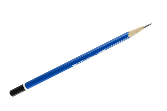 Blue Pencil Isolated On White Background