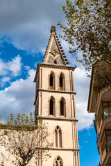 Fototapeta na wymiar Glockenturm der Pfarrkirche Sant Bartomeu, San Bartolomé