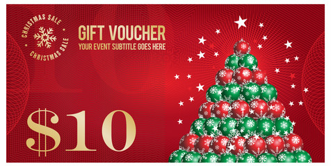 Christmas Sale Gift Voucher Vector