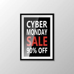 Cyber monday sale banner isolated on white background. Vector illustration