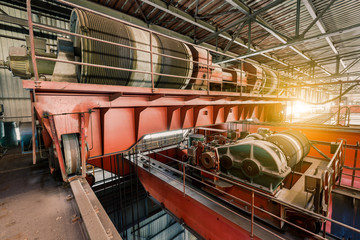 Large industrial crane equipment scene in steel mill