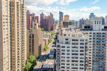 Fototapeta na wymiar Aerial view of the 2nd Avenue, Upper East Side, Manhattan