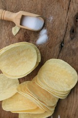 fresh potatoes with potato chips