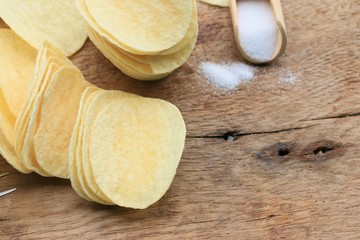 fresh potatoes with potato chips