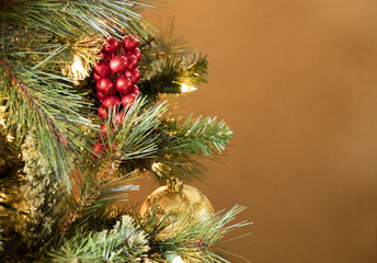 Christmas Tree Decorations in Red, Gold, and Green
