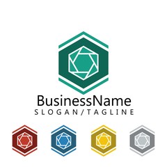 hexagonal logo icon Vector