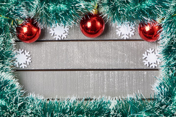 Naklejka na ściany i meble Christmas ornament on wooden background