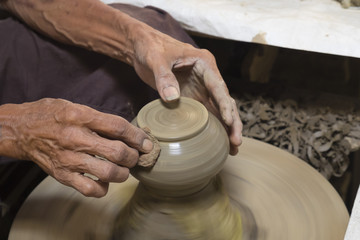 Handmade clay pottery.