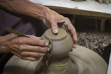 Handmade clay pottery.