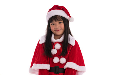 Asian girl in santa claus suite