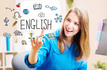 English concept with young woman