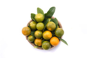 Fresh orange in sack