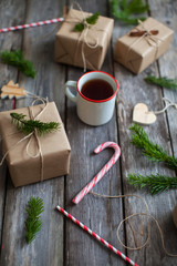 decoration of christmas gifts in the scandinavian style