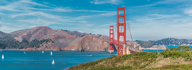 Panorama of the Golden Gate bridge - obrazy, fototapety, plakaty