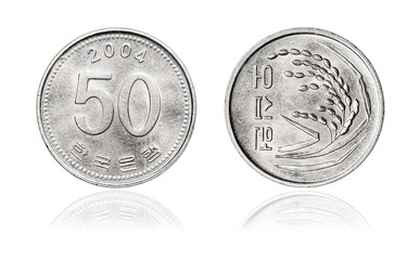 Coin 50 won. South Korea