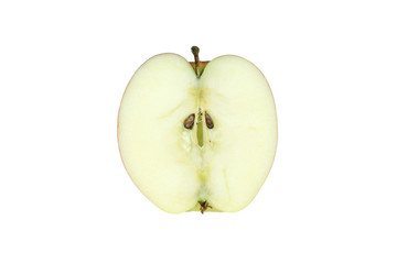 Apple cutted in half isolated on white