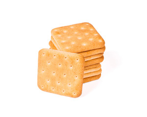 Stack Of Cracker Biscuits On White