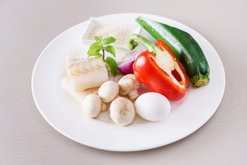 raw fish with vegetables