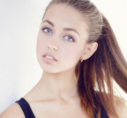 Fototapeta premium Portrait of young slim woman.